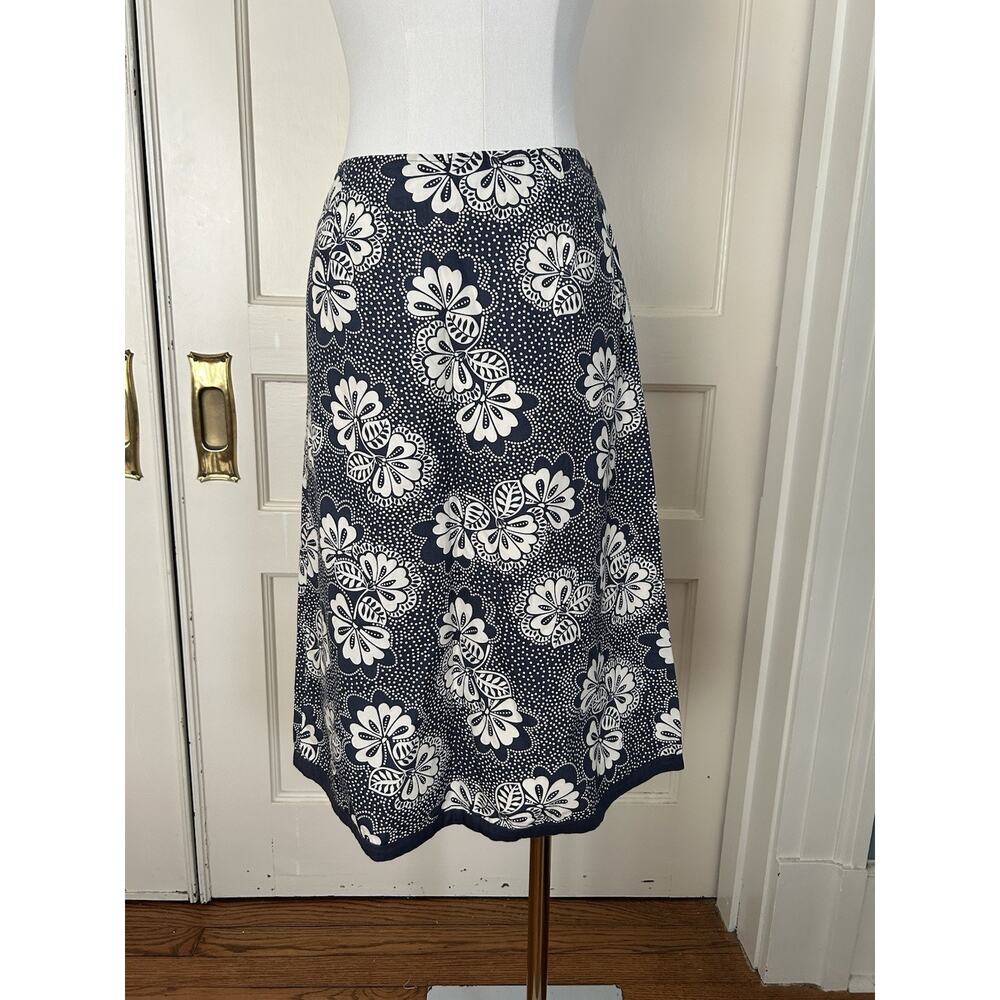 Boden Floral Cotton Pencil Skirt Womens Size 10L Blue Comfort Preppy Classic